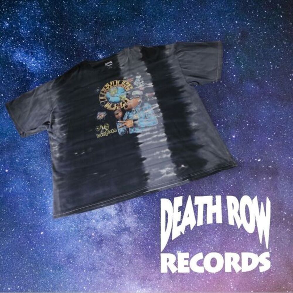 Death Row Records‎ Snoop Dogg Graphic T-Shirt Mens Tie Dye Black & Grey XL